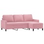 Sofá de 3 plazas con taburete de terciopelo rosa180 cm de , Sofás - Ref: Foro24-3201058, Precio: 351,92 €, Descuento: %