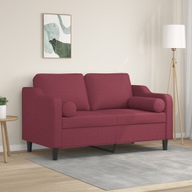 Sofá de 2 plazas con cojines tela rojo tinto 120 cm de , Sofás - Ref: Foro24-3200843, Precio: 219,47 €, Descuento: %