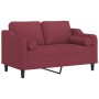 Sofá de 2 plazas con cojines tela rojo tinto 120 cm de , Sofás - Ref: Foro24-3200843, Precio: 219,47 €, Descuento: %