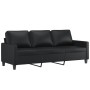 Sofá de 3 plazas con taburete cuero sintético negro 180 cm de , Sofás - Ref: Foro24-3201024, Precio: 298,95 €, Descuento: %