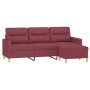 Sofá de 3 plazas con taburete de tela rojo tinto 180 cm de , Sofás - Ref: Foro24-3201079, Precio: 307,57 €, Descuento: %
