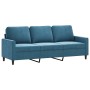 Sofá de 3 plazas con taburete de terciopelo azul 180 cm de , Sofás - Ref: Foro24-3201064, Precio: 376,08 €, Descuento: %