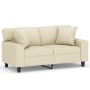 Sofá de 2 plazas con cojines cuero sintético color crema 120 cm de , Sofás - Ref: Foro24-3200862, Precio: 236,98 €, Descuento: %