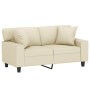 Sofá de 2 plazas con cojines cuero sintético color crema 120 cm de , Sofás - Ref: Foro24-3200862, Precio: 236,98 €, Descuento: %