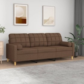 Sofá de 3 plazas con cojines tela marrón 180 cm de , Sofás - Ref: Foro24-3200793, Precio: 280,04 €, Descuento: %