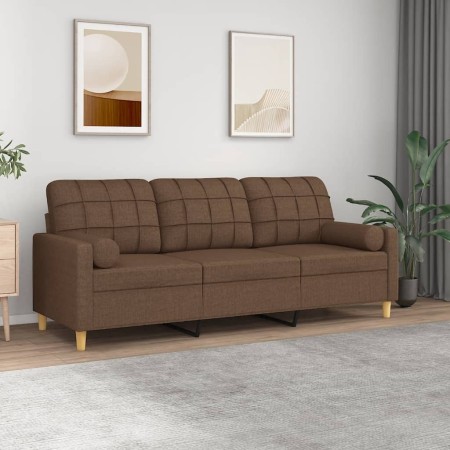 Sofá de 3 plazas con cojines tela marrón 180 cm de , Sofás - Ref: Foro24-3200793, Precio: 280,04 €, Descuento: %