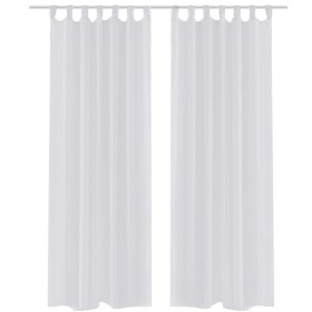 Cortina blanca transparente 2 piezas 140x245 cm de , Cortinas y visillos - Ref: Foro24-130199, Precio: 23,74 €, Descuento: %