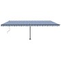 Toldo automático LED sensor de viento azul y blanco 600x300 cm de vidaXL, Toldos - Ref: Foro24-3069811, Precio: 818,19 €, Des...