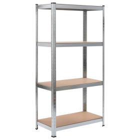 Estantería de acero y MDF 80x40x160 cm plateado de , Estanterías industriales - Ref: Foro24-144266, Precio: 58,26 €, Descuent...