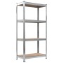 Estantería de acero y MDF 80x40x160 cm plateado de , Estanterías industriales - Ref: Foro24-144266, Precio: 58,26 €, Descuent...