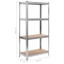 Estantería de acero y MDF 80x40x160 cm plateado de , Estanterías industriales - Ref: Foro24-144266, Precio: 58,26 €, Descuent...