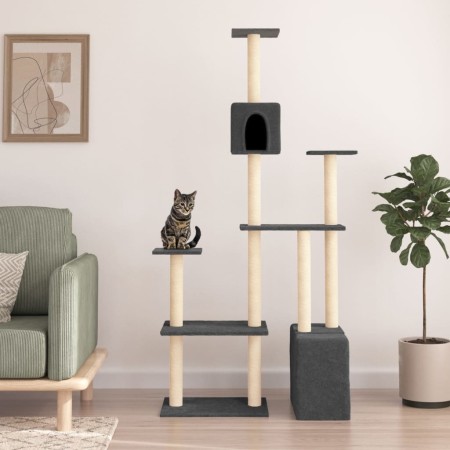 Rascador para gatos con postes de sisal gris oscuro 180 cm de , Mobiliario para gatos - Ref: Foro24-171776, Precio: 78,02 €, ...