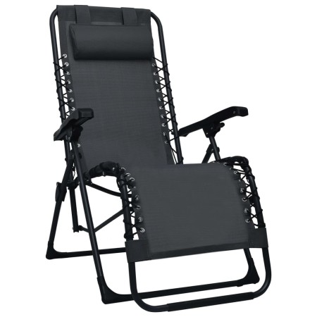 Tumbona plegable de terraza textileno negra de , Tumbonas - Ref: Foro24-47899, Precio: 126,70 €, Descuento: %