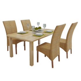 Sillas de comedor 4 unidades ratán natural marrón de , Sillas de comedor - Ref: Foro24-274204, Precio: 355,96 €, Descuento: %