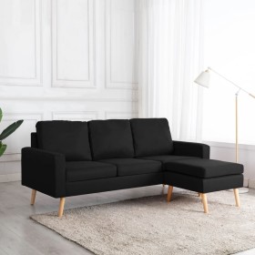 Sofá de 3 plazas con reposapiés de tela negro de , Sofás - Ref: Foro24-288732, Precio: 444,20 €, Descuento: %
