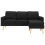 Sofá de 3 plazas con reposapiés de tela negro de , Sofás - Ref: Foro24-288732, Precio: 444,20 €, Descuento: %