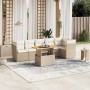 Set sofás de jardín 7 piezas y cojines ratán sintético beige en Conjuntos de jardín | Comprar online en Foru.es