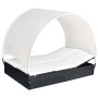 Tumbona doble con toldo de ratán sintético negro de , Tumbonas - Ref: Foro24-42665, Precio: 261,21 €, Descuento: %
