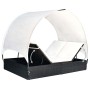 Tumbona doble con toldo de ratán sintético negro de , Tumbonas - Ref: Foro24-42665, Precio: 261,21 €, Descuento: %