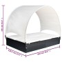 Tumbona doble con toldo de ratán sintético negro de , Tumbonas - Ref: Foro24-42665, Precio: 261,21 €, Descuento: %