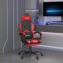 Silla gaming giratoria y reposapiés cuero sintético negro rojo de , Sillones para videojuegos - Ref: Foro24-349604, Precio: 1...