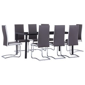 Juego de comedor 9 piezas cuero sintético gris de , muebles para cocinas y comedores - Ref: Foro24-3053098, Precio: 766,62 €,...