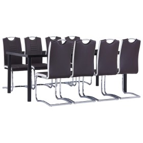 Juego de comedor 9 piezas cuero sintético marrón de , muebles para cocinas y comedores - Ref: Foro24-3053168, Precio: 745,14 ...