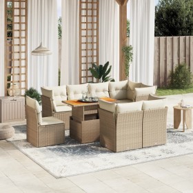 Set de sofás de jardín 9 pzas con cojines ratán sintético beige en Conjuntos de jardín | Comprar online en Foru.es