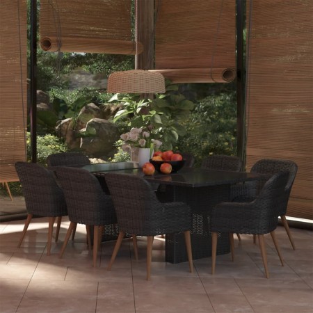 Juego de comedor para jardín 9 piezas ratán sintético negro de , Conjuntos de jardín - Ref: Foro24-3059485, Precio: 987,15 €,...