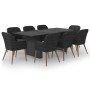Juego de comedor para jardín 9 piezas ratán sintético negro de , Conjuntos de jardín - Ref: Foro24-3059485, Precio: 987,15 €,...