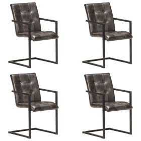 Sillas voladizas comedor 4 uds cuero auténtico gris envejecido de , Sillas de comedor - Ref: Foro24-3059818, Precio: 549,44 €...