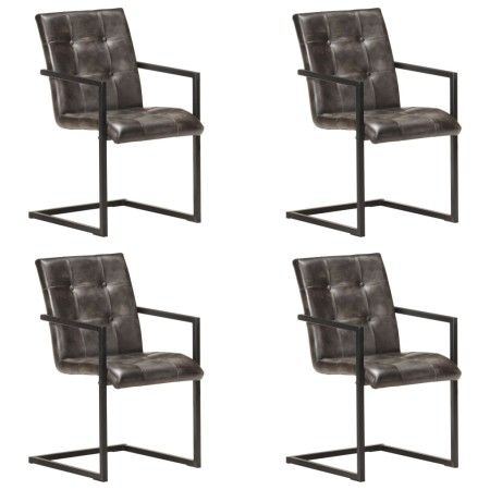 Sillas voladizas comedor 4 uds cuero auténtico gris envejecido de , Sillas de comedor - Ref: Foro24-3059818, Precio: 549,44 €...