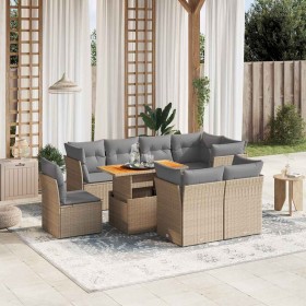 Set de sofás de jardín 9 pzas con cojines ratán sintético beige en Conjuntos de jardín | Comprar online en Foru.es