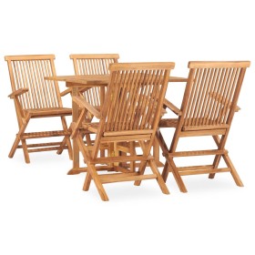 Set de comedor de jardín plegable 5 pzas madera maciza de teca de , Conjuntos de jardín - Ref: Foro24-3059982, Precio: 515,27...