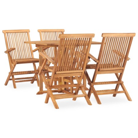 Set de comedor de jardín plegable 5 pzas madera maciza de teca de , Conjuntos de jardín - Ref: Foro24-3059982, Precio: 515,27...