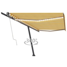 Toldo automático LED sensor de viento amarillo blanco 500x300cm de vidaXL, Toldos - Ref: Foro24-3069793, Precio: 666,12 €, De...