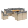 Set de sofás de jardín 9 pzas con cojines ratán sintético beige en Conjuntos de jardín | Comprar online en Foru.es
