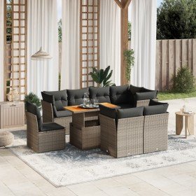 Set de muebles de jardín 9 pzas y cojines ratán sintético gris en Conjuntos de jardín | Comprar online en Foru.es