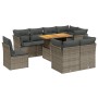Set de muebles de jardín 9 pzas y cojines ratán sintético gris en Conjuntos de jardín | Comprar online en Foru.es