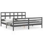 Estructura de cama con cabecero madera maciza gris 200x200 cm de vidaXL, Camas y somieres - Ref: Foro24-3194853, Precio: 174,...