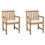 Sillas de jardín 2 uds madera maciza de teca con cojines crema de , Sillas de jardín - Ref: Foro24-3062732, Precio: 305,84 €,...