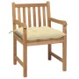 Sillas de jardín 2 uds madera de teca con cojines blanco crema de , Sillas de jardín - Ref: Foro24-3062747, Precio: 314,58 €,...