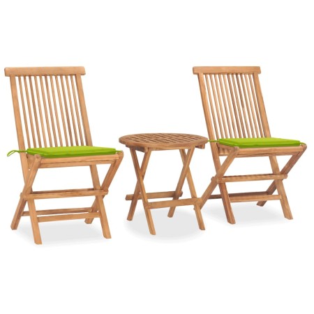 Set comedor de jardín plegable 3 piezas madera de teca cojines de , Conjuntos de jardín - Ref: Foro24-3063182, Precio: 166,60...