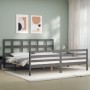 Estructura de cama con cabecero madera maciza gris 200x200 cm de vidaXL, Camas y somieres - Ref: Foro24-3194853, Precio: 174,...