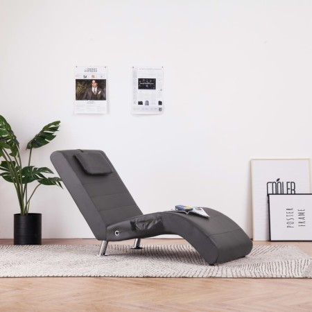Diván de masaje con almohada de cuero artificial gris de , Divanes - Ref: Foro24-281288, Precio: 268,43 €, Descuento: %