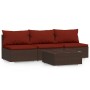 Set muebles de jardín 4 piezas y cojines ratán sintético marrón de , Conjuntos de jardín - Ref: Foro24-317551, Precio: 361,34...