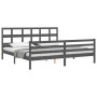 Estructura de cama con cabecero madera maciza gris 200x200 cm de vidaXL, Camas y somieres - Ref: Foro24-3194853, Precio: 174,...