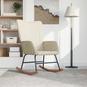 Silla mecedora de terciopelo blanco crema de , Mecedoras - Ref: Foro24-327752, Precio: 124,03 €, Descuento: %
