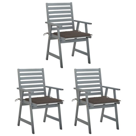 Sillas comedor de jardín 3 uds madera maciza acacia y cojines de , Sillas de jardín - Ref: Foro24-3064436, Precio: 290,53 €, ...