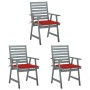 Sillas comedor de jardín 3 uds madera maciza acacia y cojines de , Sillas de jardín - Ref: Foro24-3064434, Precio: 284,94 €, ...